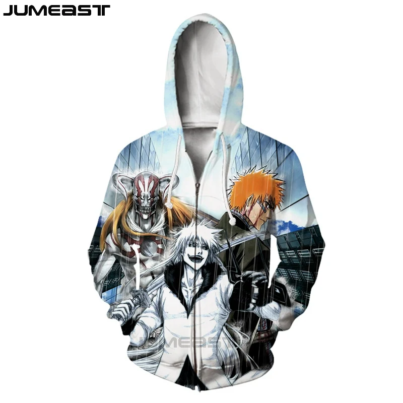 Jumeast бренд для мужчин/для женщин 3D печатных мультфильм Аниме Bleach куртка с длинными рукавами спортивный пуловер модные кепки капюшоном толстовки на молни - Цвет: 24