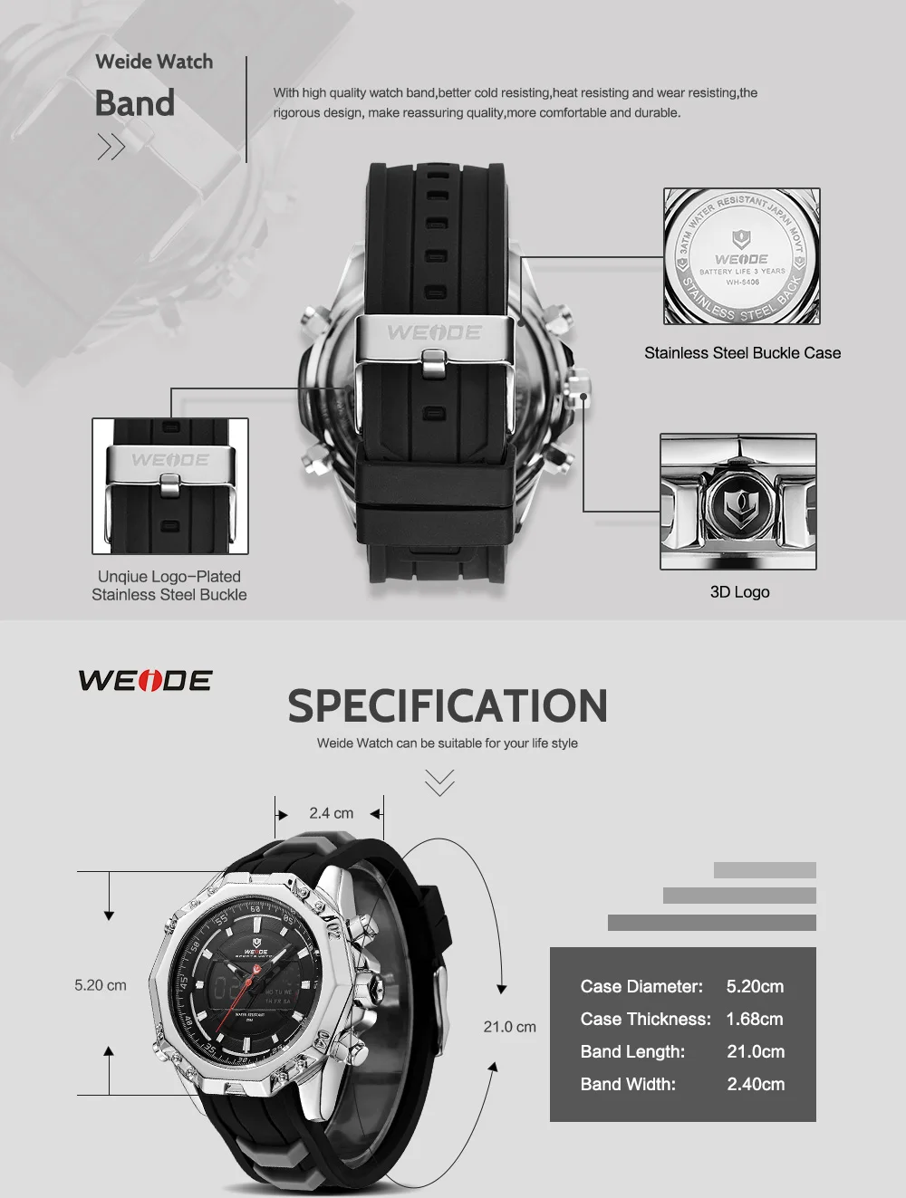 WEIDE мужские кварцевые часы Лидирующий бренд роскошные часы с будильником Schocker водонепроницаемые спортивные наручные часы Аналоговые Цифровые Автоматические часы 6406