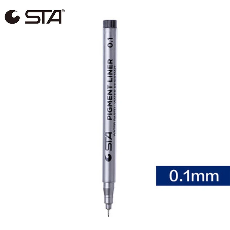 0.1 STA Micron ручка водостойкая художественная эскиз комиксы художественная маркер ручка пигмент лайнер на водной основе для рисования почерк школьные канцелярские принадлежности - Цвет: 0.1