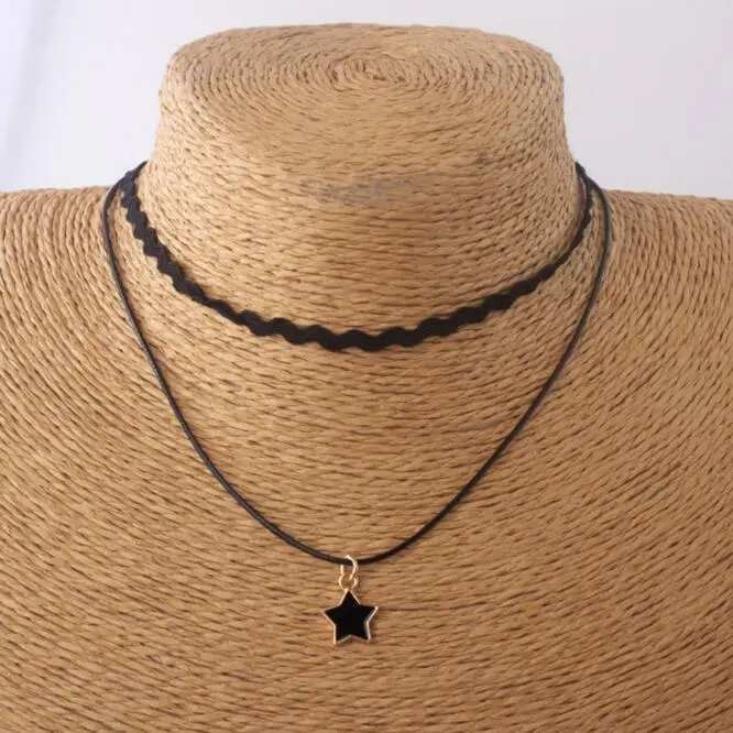 Винтажное черное волнистое кружевное Шейное ожерелье в стиле Харадзюку Чокеры