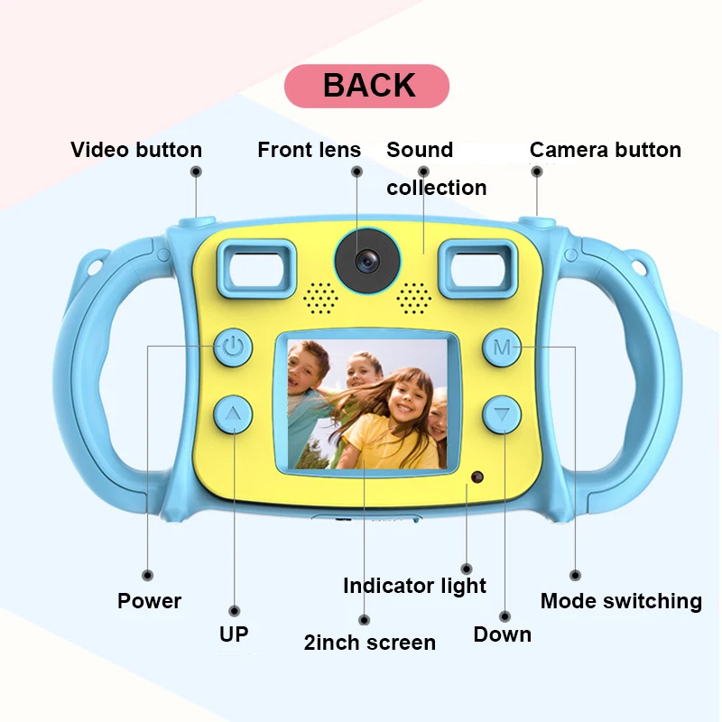 HD детская мини цифровая камера водонепроницаемая двойная линза 32G ЖК-экран