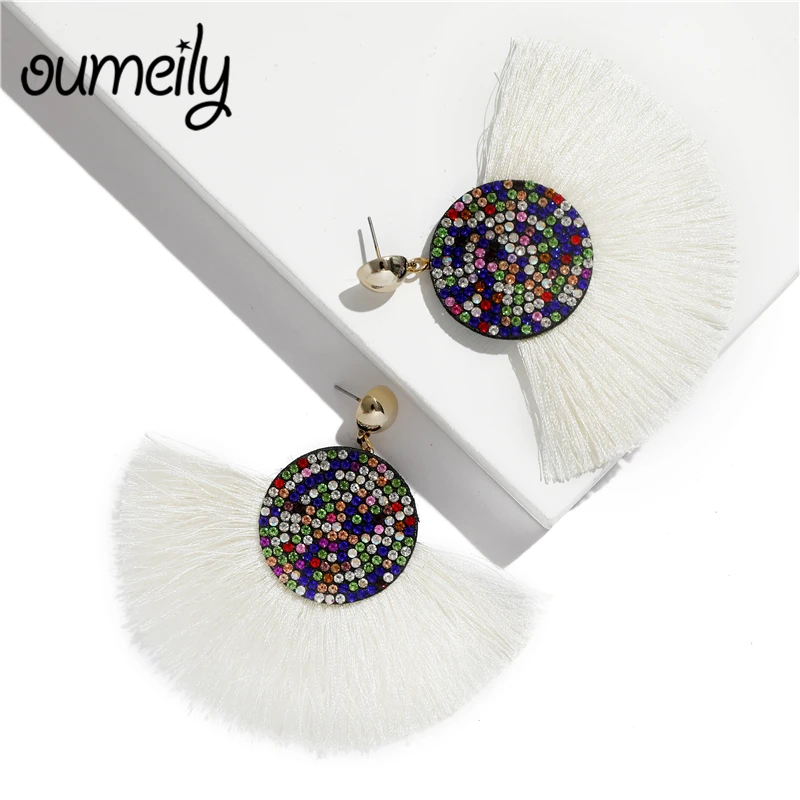 OUMEILY желтые серьги с бахромой для женщин украшенные бисером Boho 2018 модные длинные