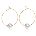 Серьги-гвоздики ex1028 в европейском и американском стиле, простые геометрические круглые серьги из сплава с жемчугом 5 мм, трендовые женские Украшения, Аксессуары