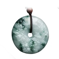 fine jewelry natural green jade pendants necklace carving peace buckle round jade pendant for men and women