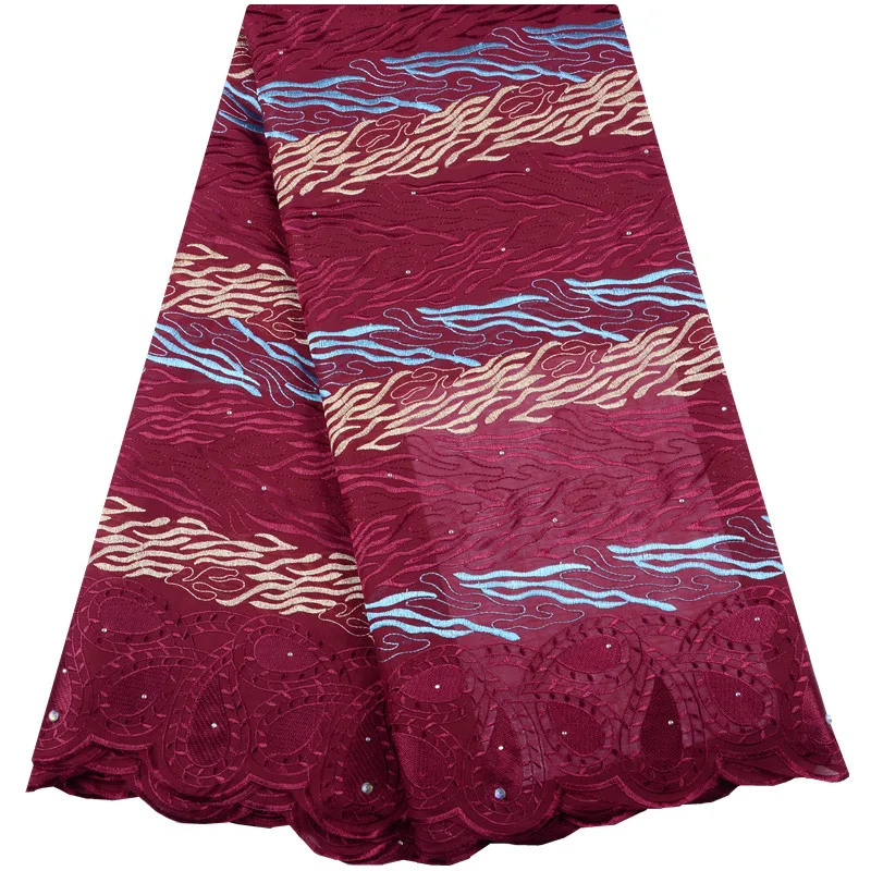 Африканская Сухая ткань Высококачественная синяя швейцарская вуаль кружево в