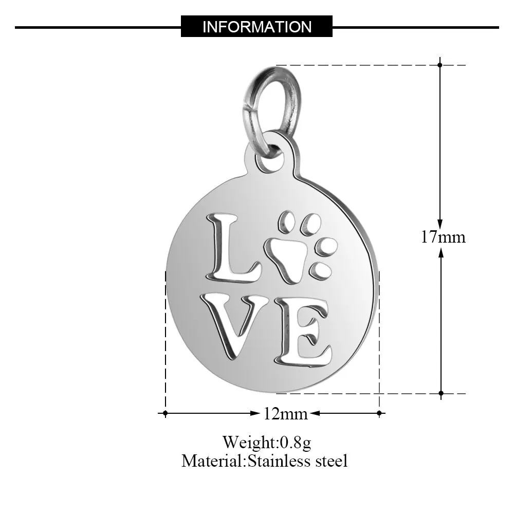 Оптовая продажа фурнитура из нержавеющей стали Круглый &amp любовь кулон розовое
