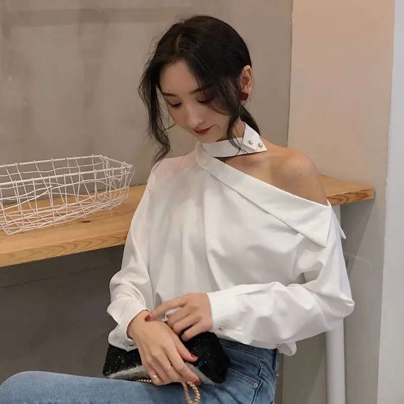 Женская блузка с открытыми плечами Узкие повседневные рубашки летняя мода 75262 2019