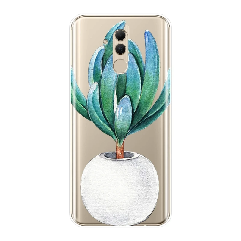 Задняя крышка для Huawei Mate 9 10 20 Pro Flower Succulent Cactus Plants силиконовый мягкий чехол