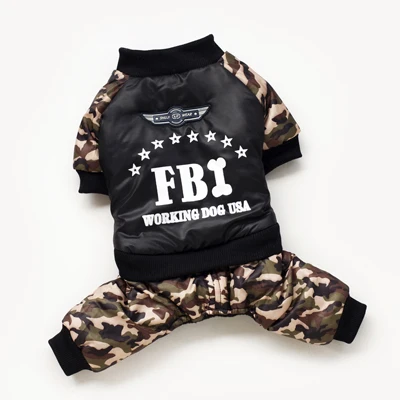 camouflage FBI принт комбинезон для собаки зима утолщение Одежда Собака Щенок Камуфляж комбинезон костюм теплая одежда для маленьких собак DOGGYZSTYLE - Цвет: camouflage