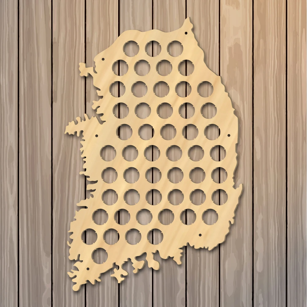 Pub Wooden Wall Sign Map Of Korea Republic Beer Cap Bottle Display Holder Man Cave Lovers Gift | Дом и сад