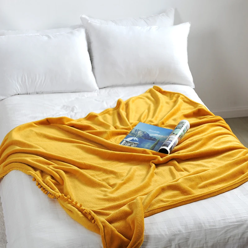 Мягкое Флисовое одеяло с помпон-кисточка для взрослых дивана постельное белье