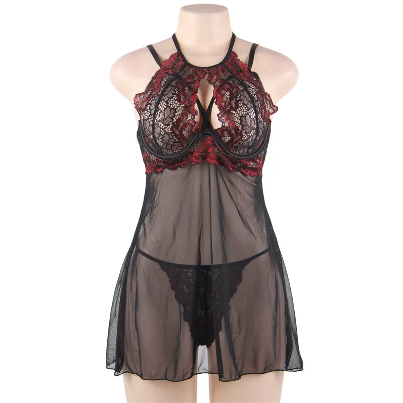 Black lingerie Comeonlover, сексуальное женское белье, кружевное, Сетчатое, ночная сорочка, Dessous, сексуальное, горячее, эротическое белье, Dentelle, на бретельках, сексуальные костюмы для женщин, RI80843 - Цвет: Black lingerie