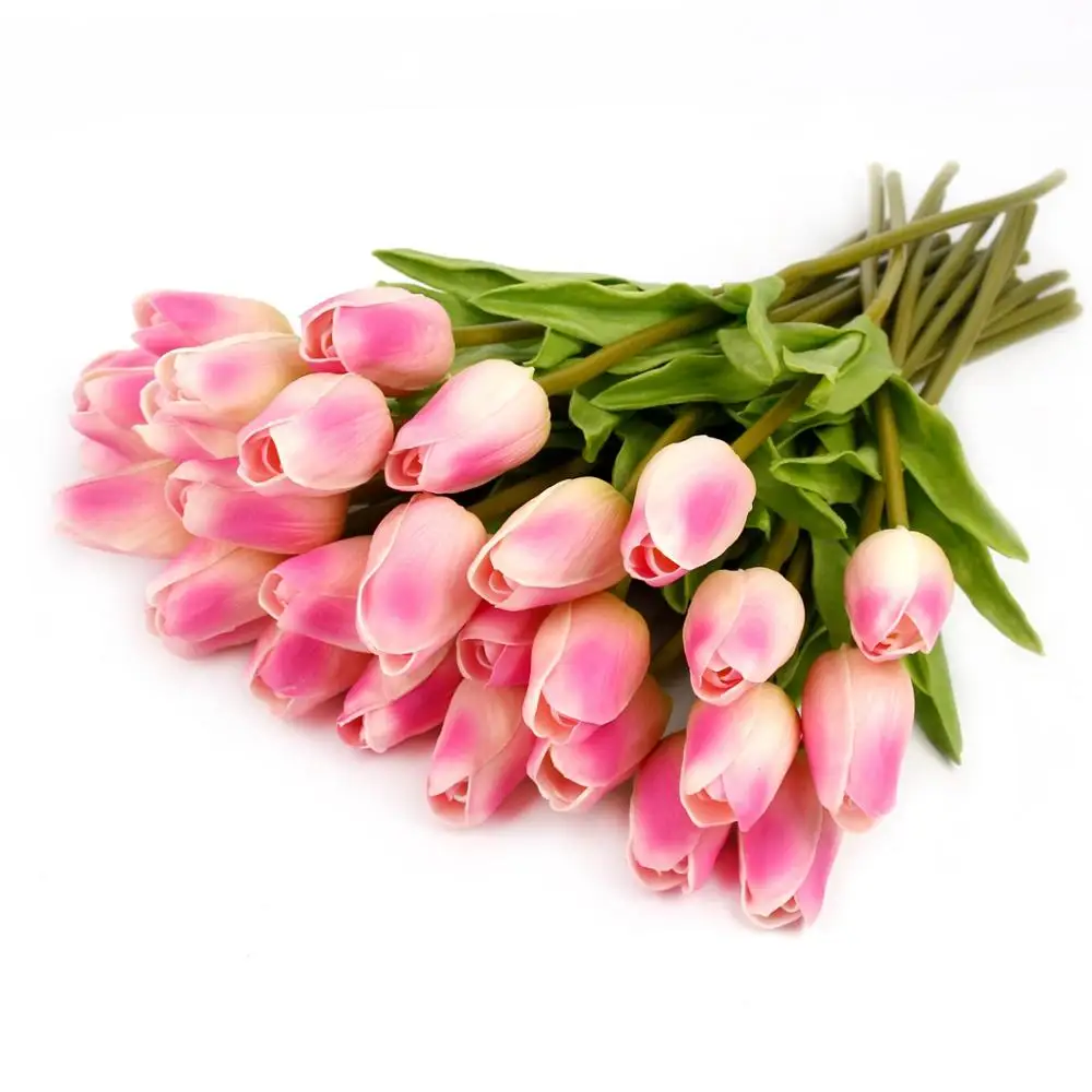 30pcs Rose Pink FENGRISE 30 шт. PU мини Tulic Свадебный букет Настоящее сенсорный Искусственные цветы для домашнего декора Свадебная вечеринка событие украшение - Цвет: 30pcs Rose Pink