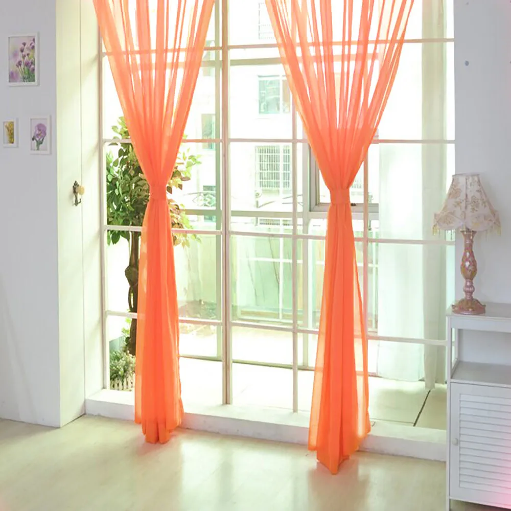 Ouneed Pure Color Tulle Door Window Curtain Modern Translucidus 100% brand new and high quality Orange Z30515 | Дом и сад
