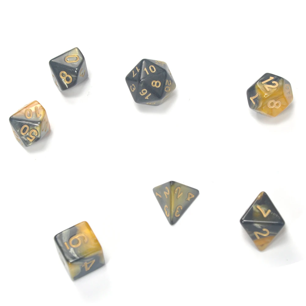yellow and black 7 шт./компл. набор Игральный костей с Туманность эффект покер d& d d4 d6 d8 d10 d% d12 d20 многогранные TRPG игры Подземелья и Драконы Rpg игра в кости - Цвет: yellow and black