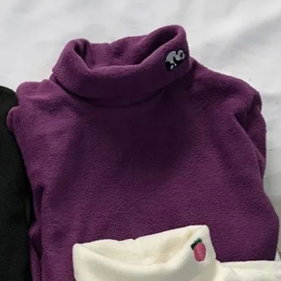 Purple Panda Новинка, водолазка, шикарная, персиковая, с вышивкой, женская футболка, панда, авокадо, милый, Харадзюку, каваи, топ, для колледжа, наряд, мягкий, эстетичный, 90s - Цвет: Purple Panda