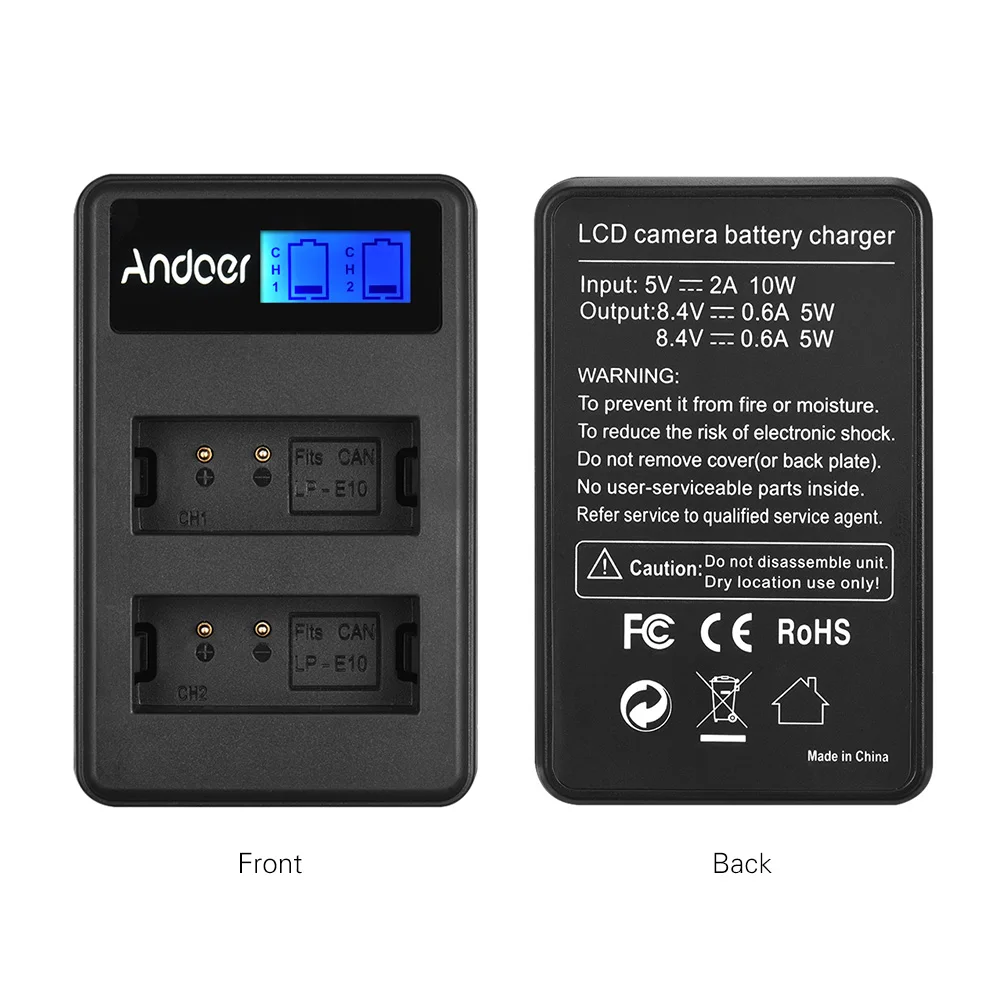 Andoer lcd 2-LPE компактный двухканальный ЖК-Камера зарядное устройство для Canon LP-E10/LP-E12/LP-E17/sony NP-FZ100 батарея для камеры