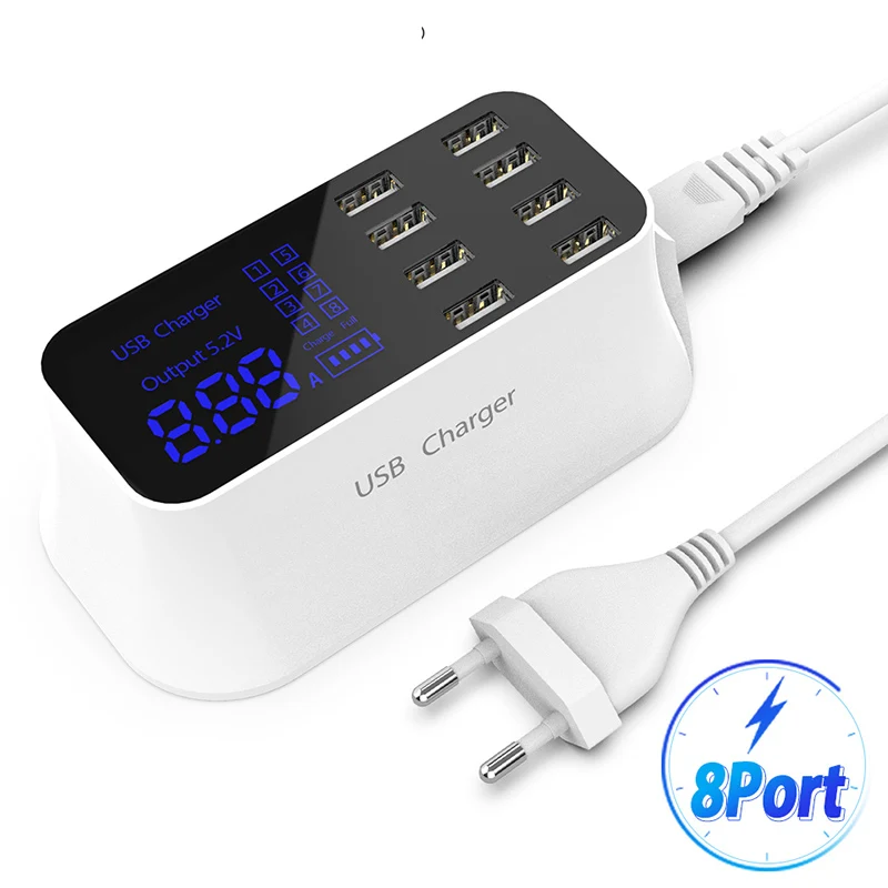 8 портов настенное зарядное устройство и usb-разветвитель адаптер 8A