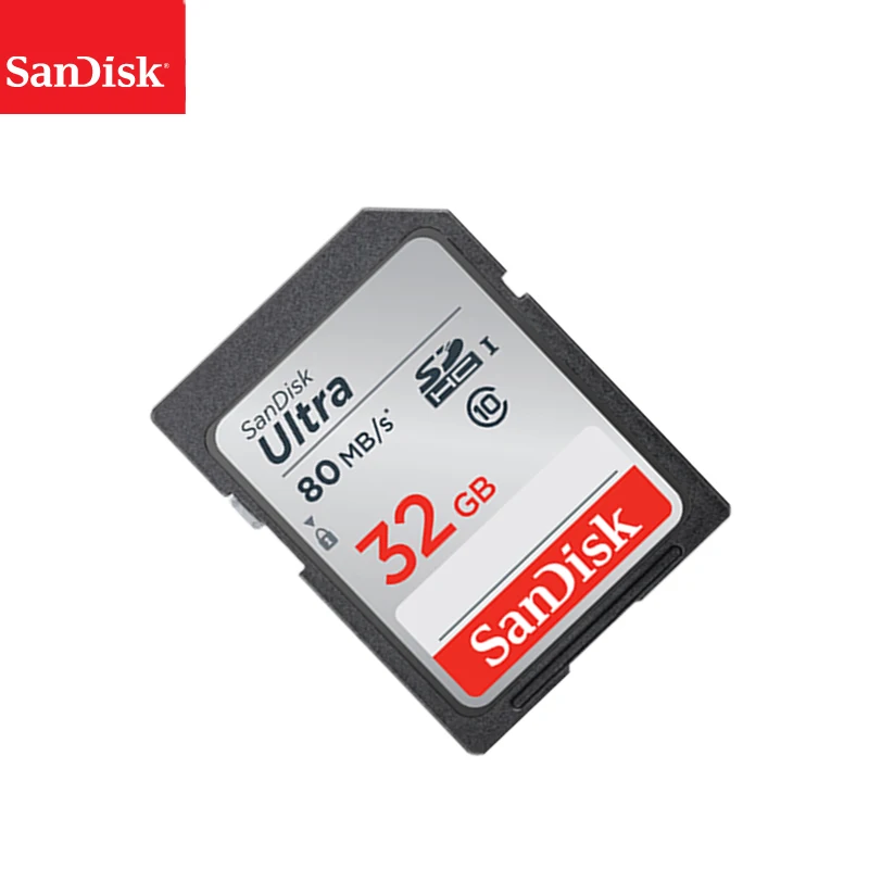 Карта памяти SD SanDisk Ultra 16 ГБ 32 64 100% класс 10 SDHC SDXC C10 80 128 carte официальная проверка МБ/с.