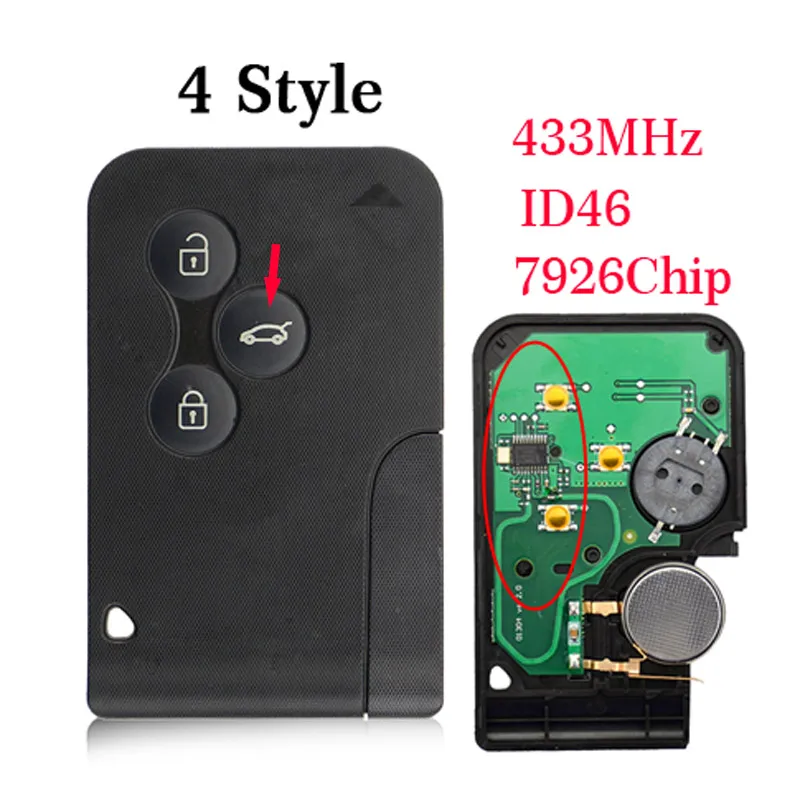 04D OkeyTech 3 кнопки 433 МГц ID46 PCF7926 PCF7947 чип аварийный умный дистанционный ключ для автомобиля Renault ключ Megane 2 Scenic Card II Grand - Количество кнопок: 04D
