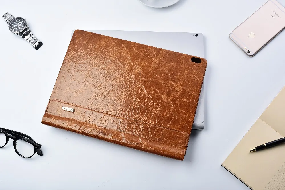 Винтажный чехол из натуральной воловьей кожи с масляным воском для microsoft Surface Book 2 13,", бизнес-чехол с подставкой для книги 2