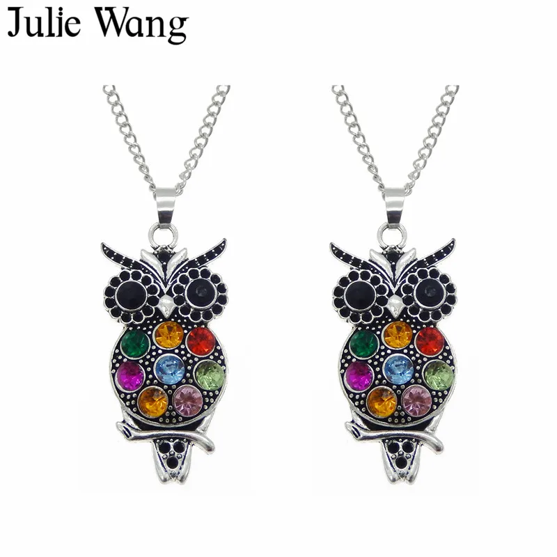 Julie Wang 1 шт. Женское Ожерелье Античное серебряное ожерелье с кулоном в виде совы