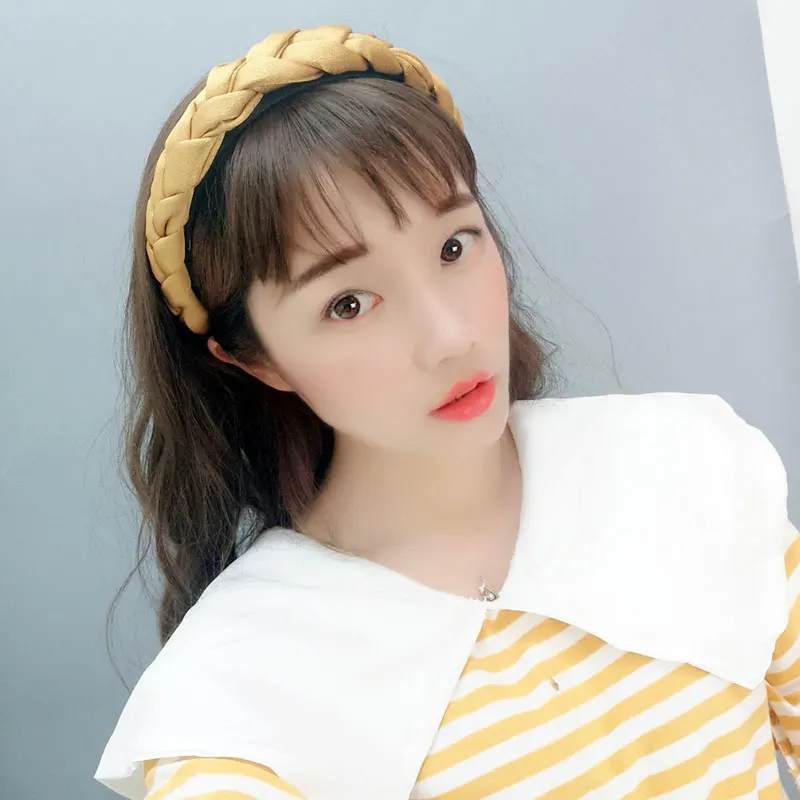 Ретро атласные обручи для волос 3 см широкие простые плетеные дизайнерские