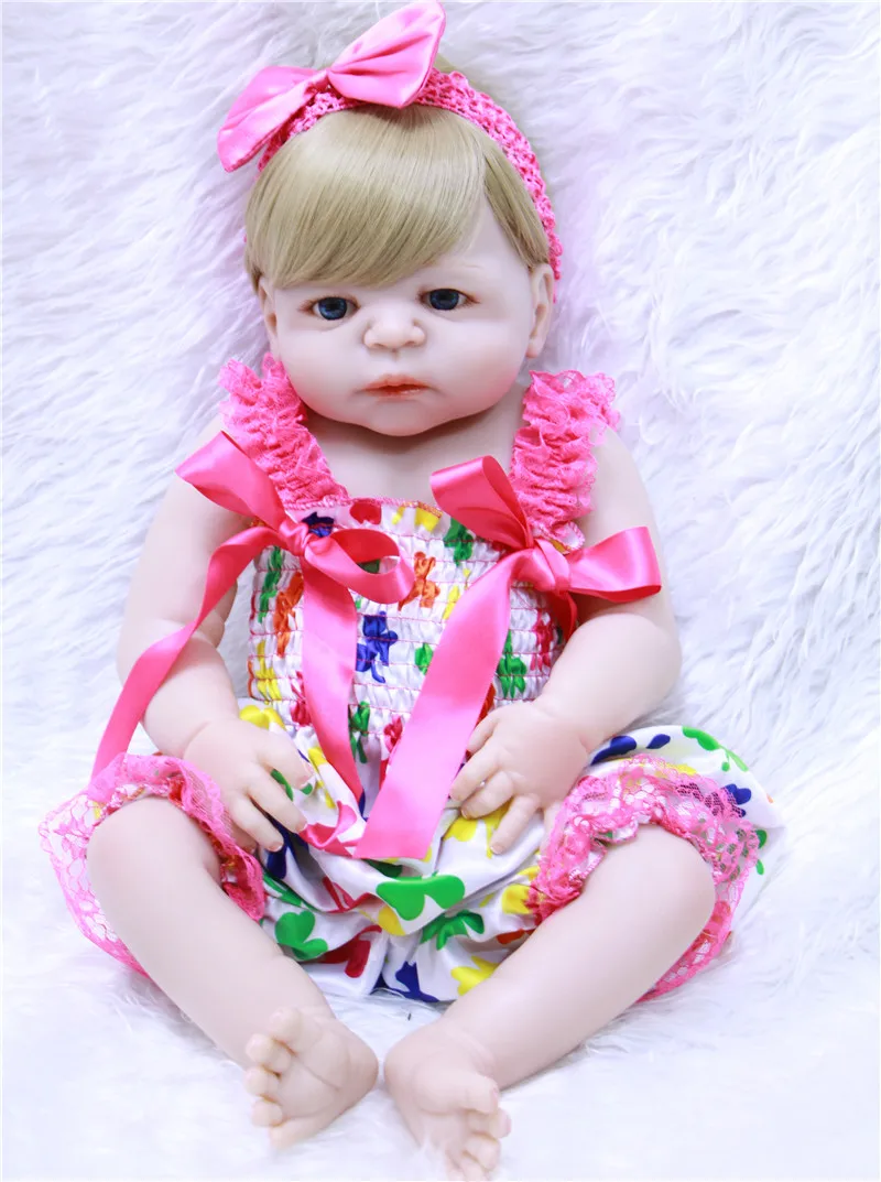 22 &quotБлонд Волосы reborn baby girl куклы полностью силиконовые тела для детей подарок
