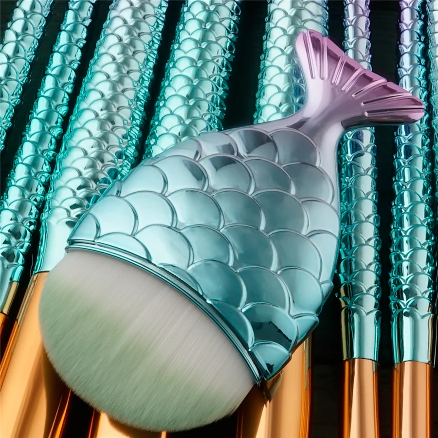 Набор профессиональных кистей для макияжа русалка 10 шт.|makeup tools|makeup brush setbrush set |