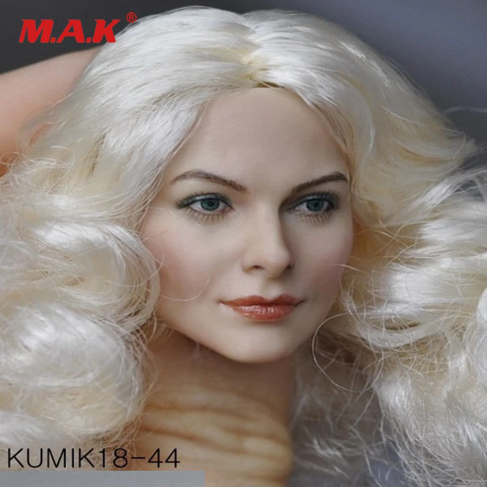 1/6 KUMIK KM18 44 женский манекен головы обрушения с белым локоны волос подходит для 12
