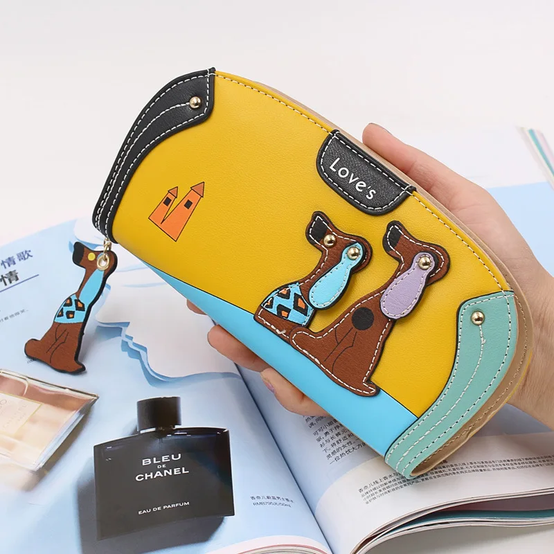 

Fashion Cute Women PU Leather Long Wallet Cartoon Dog Wallets Lady Clutch 6 Colors Puppy Zipper Card Holder Female Change Purses