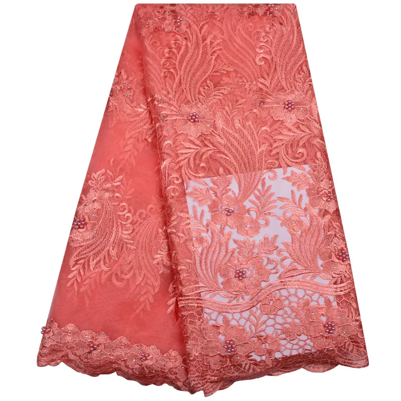 5 Yards African Lace Fabrics For Wedding Dress With Beaded High Quality French Tulle Fabric A1184 | Дом и сад
