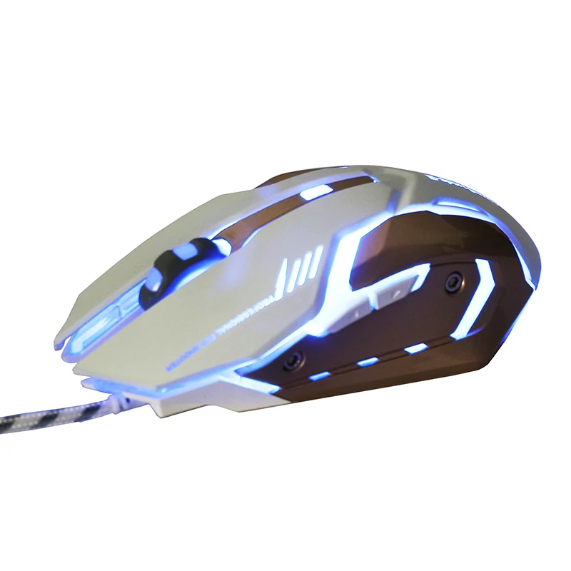 Немой дышать LED оптическая мышь игры мыши 3200 точек/дюйм 6 Кнопка 140 см проводная