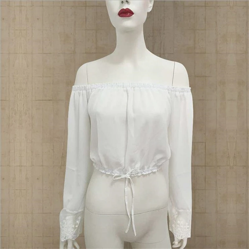 Doreenbow женские пикантные узкие с открытыми плечами Блузки для малышек белый плеча