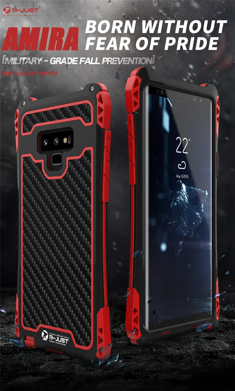 R-просто для samsung Note 9 чехол металлический алюминиевый водонепроницаемый чехол для samsung Galaxy Note 8 Note9 Защитная Броня анти шок