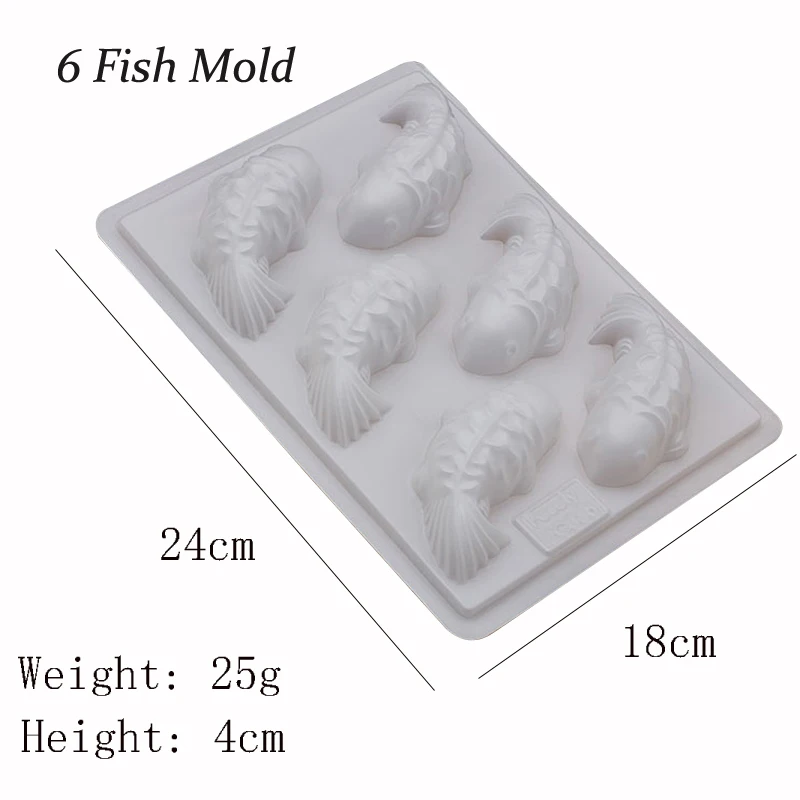 6 Fish Tofok DIY 3D Cyprinoid Рыба торт плесень пластик желе ручной работы Sugarcraft плесень пудинг шоколадная форма для риса выпечки инструмент посуда - Цвет: 6 Fish