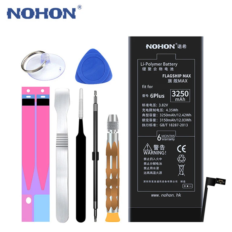 Оригинальный NOHON для Apple iPhone 5S 6 6S Plus батарея реальная Высокая емкость Замена