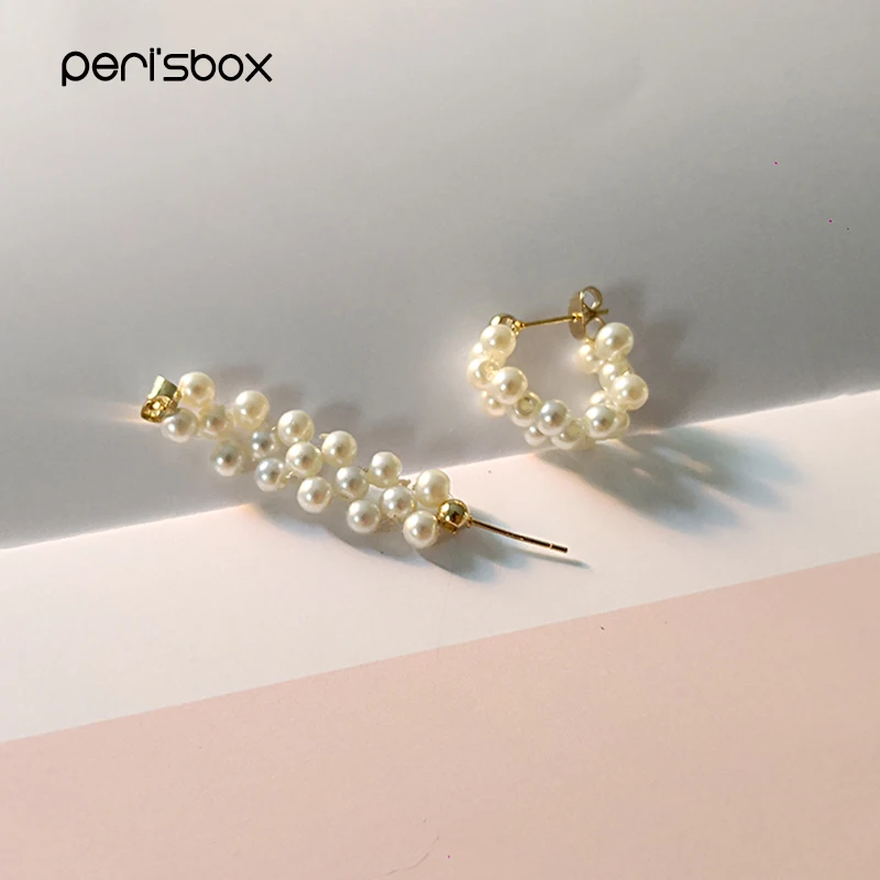 Женские серьги кольца Peri'sBox ручной работы плетеные изящные украшения с