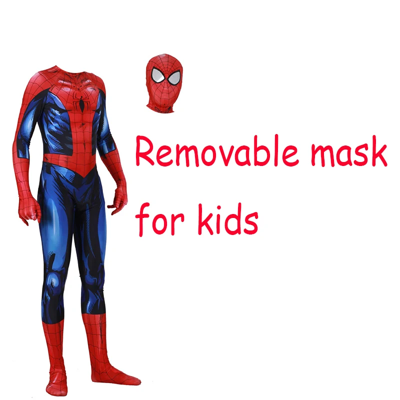 For kids Костюм паука, человек-маска для косплея, супергерой, Человек-паук, Zentai, боди, костюм, комбинезон на Хэллоуин, для взрослых и детей - Цвет: For kids
