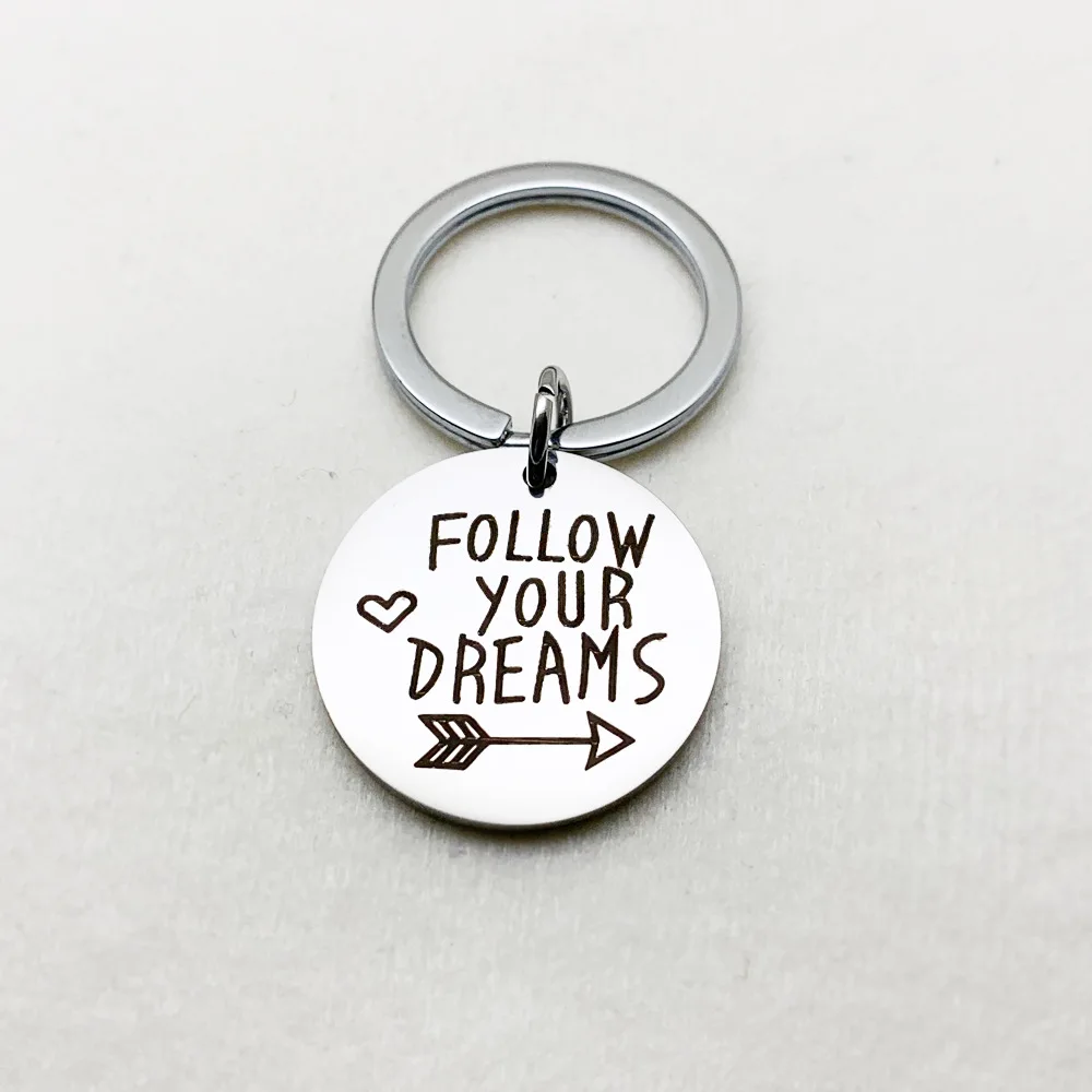 Мужское кольцо для ключей &quotFOLLOW YOUR DREAMS&quot подарок пары брелок из нержавеющей
