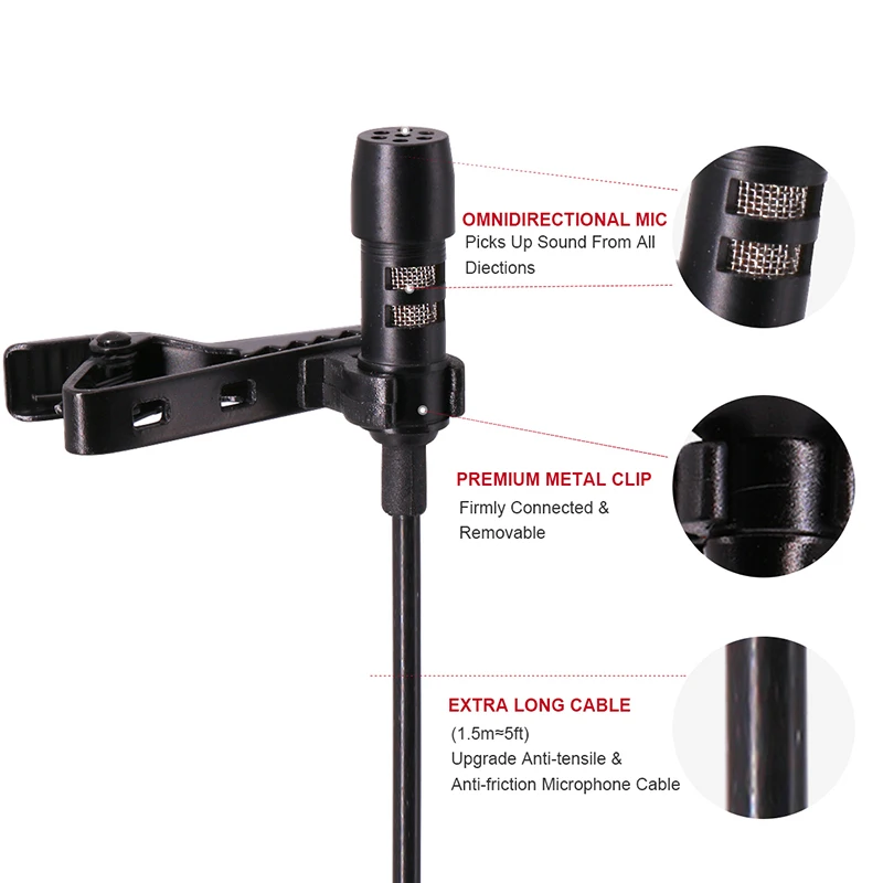Youtube Streaming/Podcasts/Facetime Arimic USB Lavalier Lapel Clip-on Omnidirectional Condenser Computer Microphone for Mac/PC |
