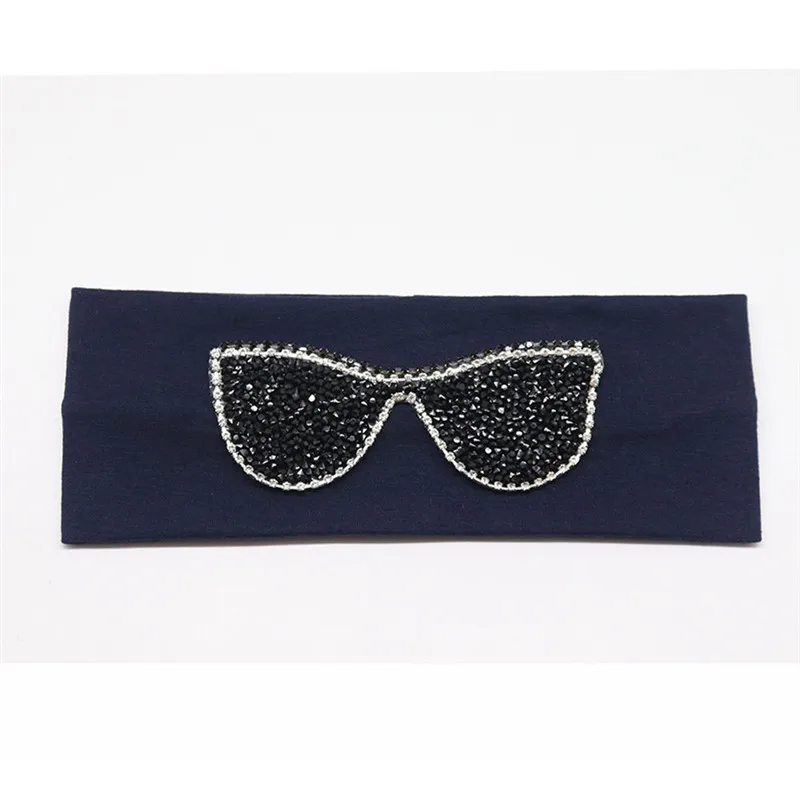Navy Black Женские солнцезащитные очки, повязки на голову, летняя мода, стразы, эластичная повязка на голову для девушек, леди, хлопок, твердая повязка, аксессуары для волос - Цвет: Navy Black