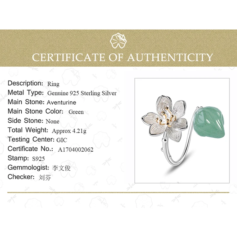 Lotus весело Настоящее серебро 925 пробы кольцо натуральный халцедон ручной работы дизайнер ювелирных украшений шелест лотоса цветок для Для женщин