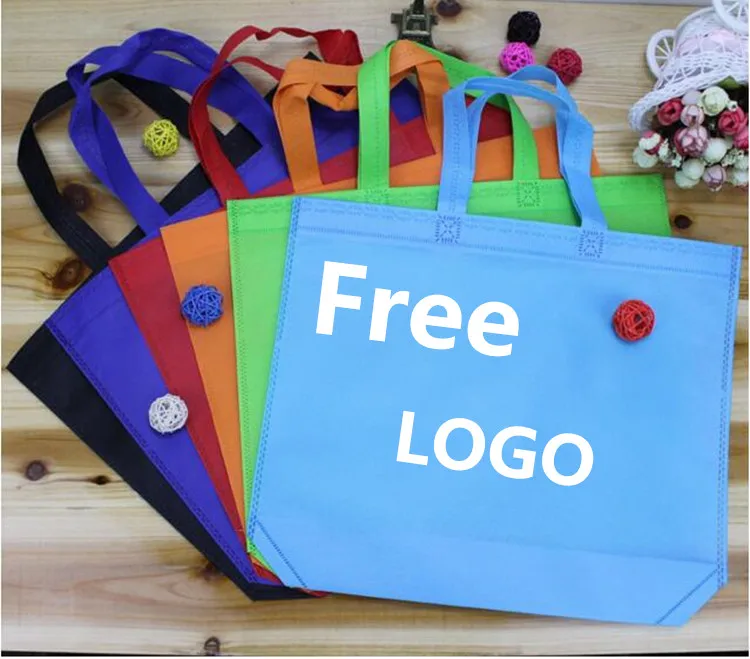 100 шт./лот Бесплатная печать логотипа Нетканая Подарочная сумка упаковка для