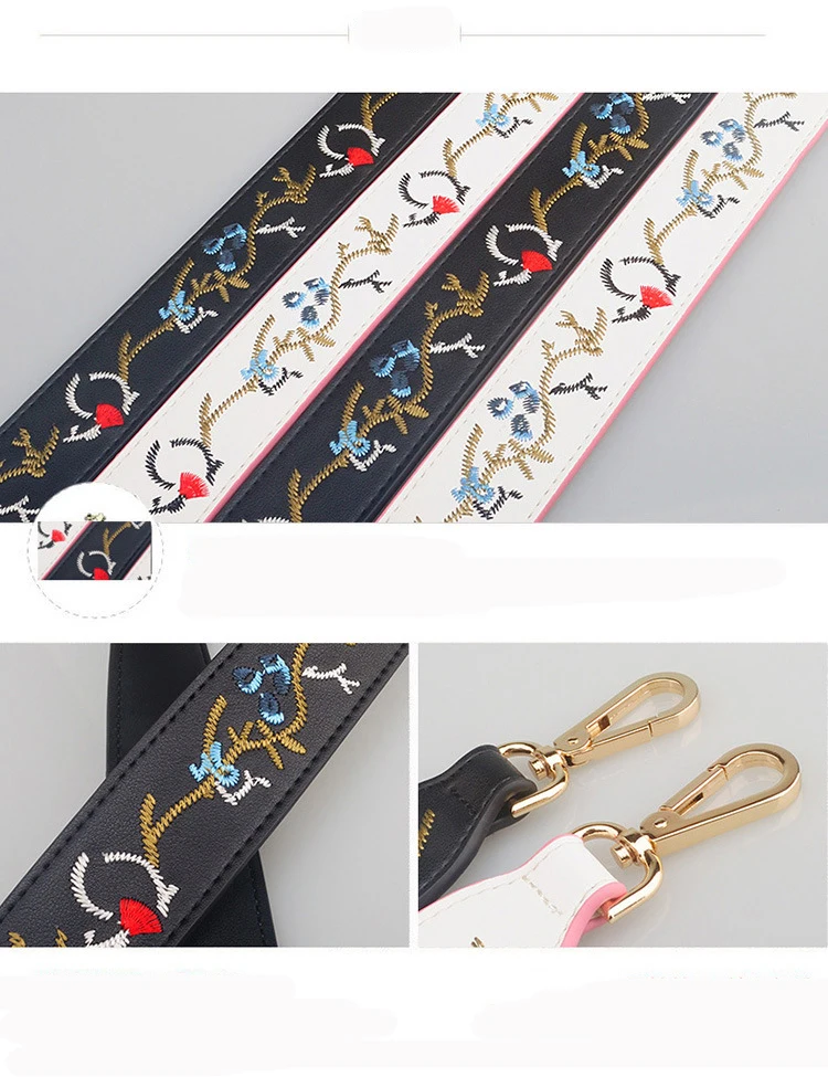 GUERNO 2017 plit leather strap for women handbags embroidery bohemian bag stripe easy matching girl shoulder belt DD001 | Багаж и сумки