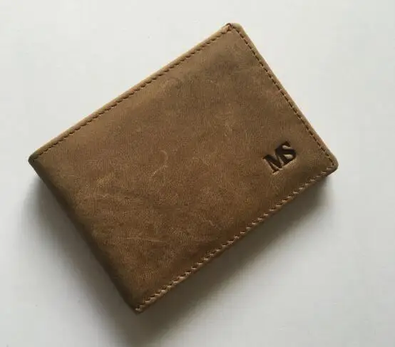 brown Высококачественный мужской кошелек из натуральной кожи, мини-кошелек, мужской кошелек из воловьей кожи, маленький кошелек, держатель для карт TW1645 - Цвет: brown