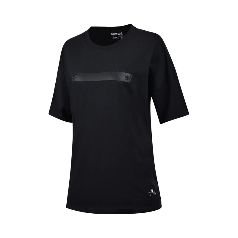 Женская баскетбольная трикотажная футболка Li Ning свободная из 60% хлопка и модала с