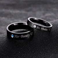 fashion couple cubic zircon rings for women jewelry stainless steel wedding party men ring lovers black color engagement ring