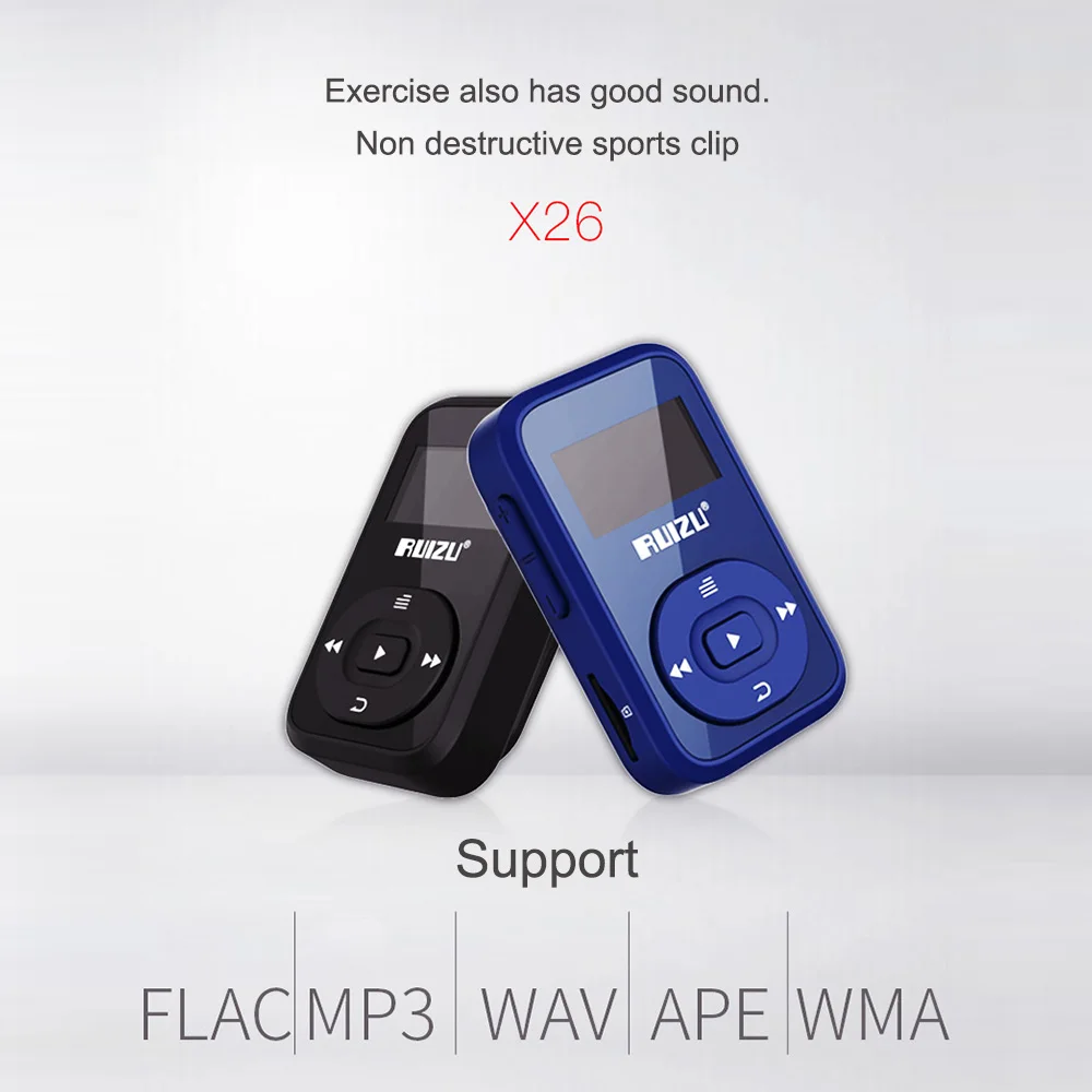 Mp3 плеер RUIZU X26 MP3 музыкальный плеер Bluetooth walkman 64 Гб Micro SD Поддержка WAV WMA WAV APE FLAC TXT воспроизведение запись fm-радио