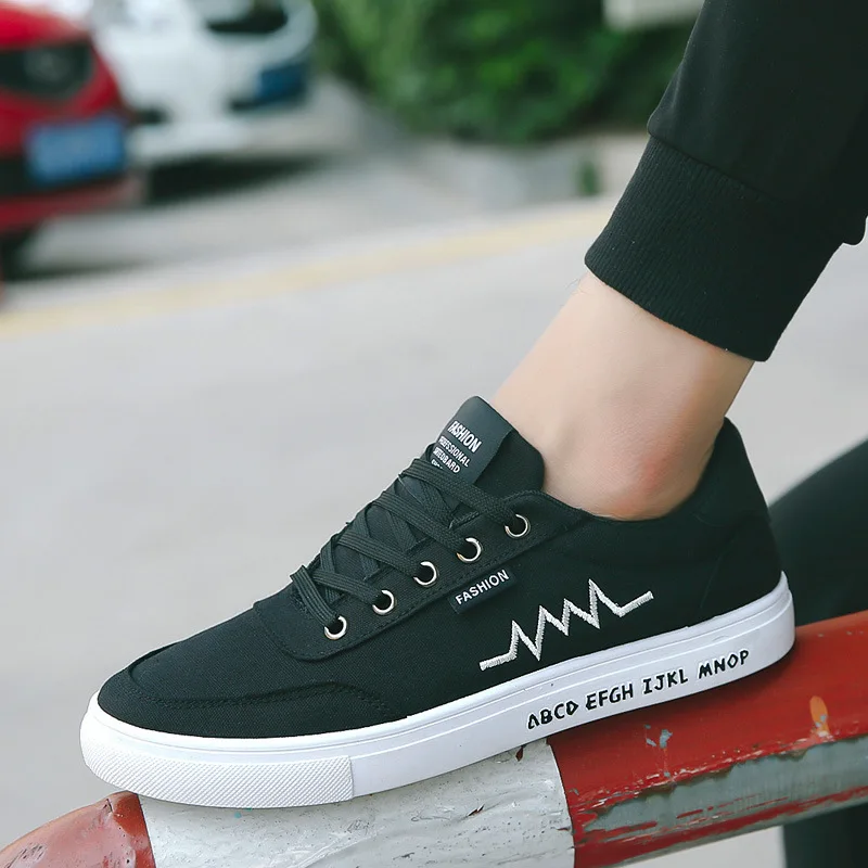 Canvas Shoes Men's Sneakers Lace Up Flat Casual White Male Spring Autumn Skateboard QET673 | Обувь